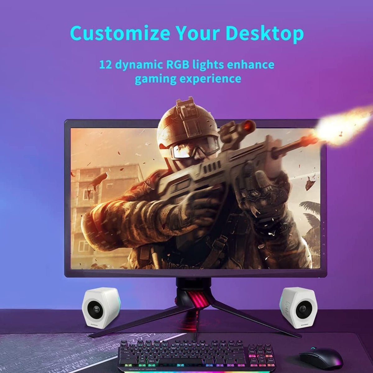 Edifier G2000 desk setup with matte finish and elevated design
