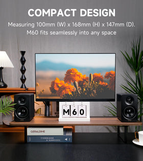 Edifier M60 3-inch mid-low drivers handle punchy bass and balanced mids.