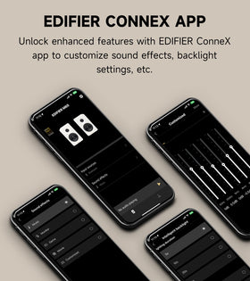 Edifier M60 cap-sensitive touch panel with auto backlight.