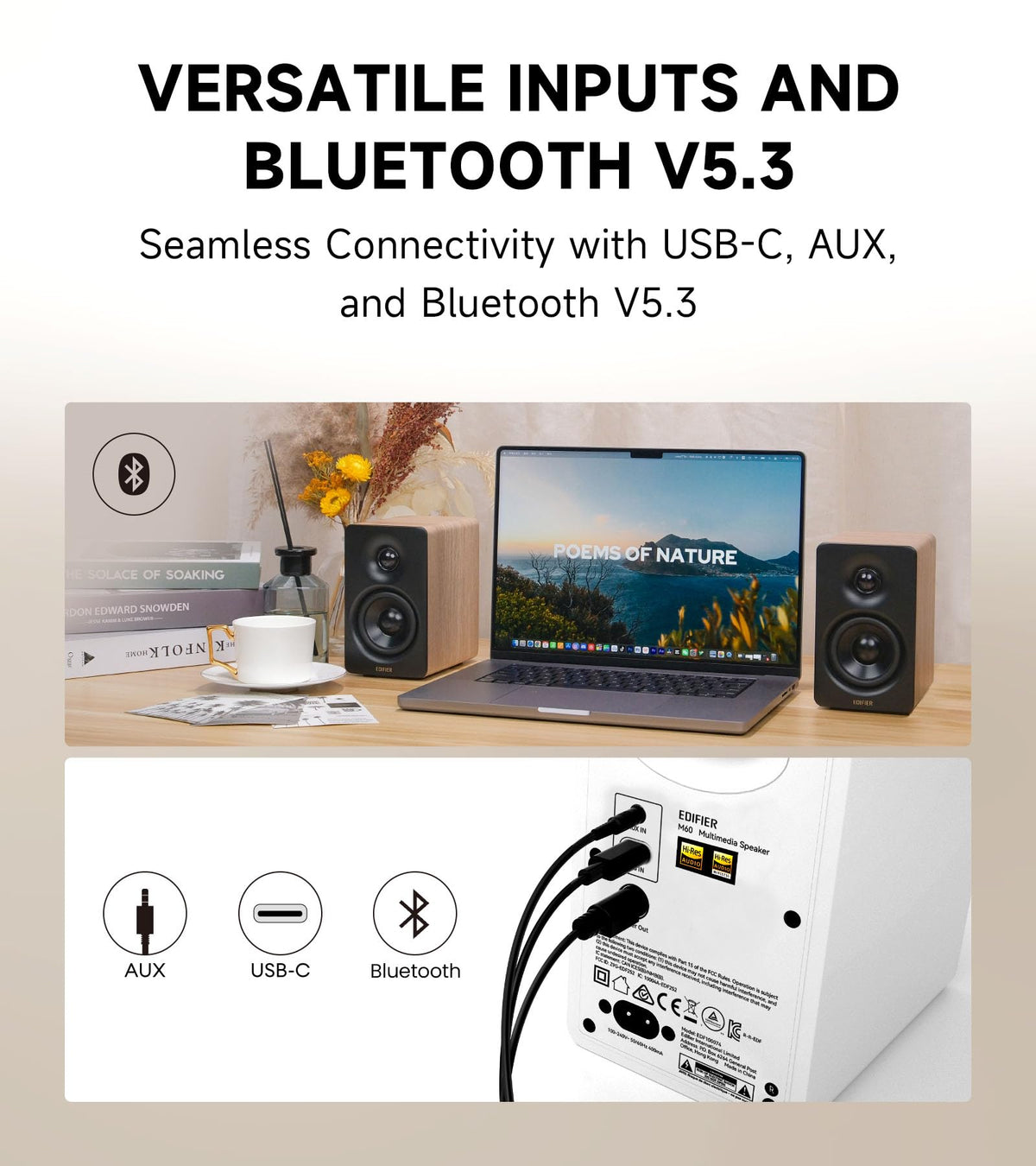 Edifier M60 Renewed Bluetooth 5.3 LDAC wireless streaming capability