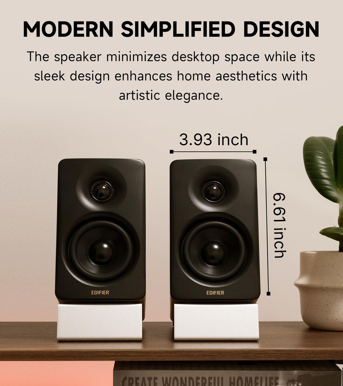 Edifier M60 Renewed sound dispersion with angled stands for ear-level listening