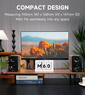 Edifier M60 Renewed pair with aluminum stands included for optimal tilt