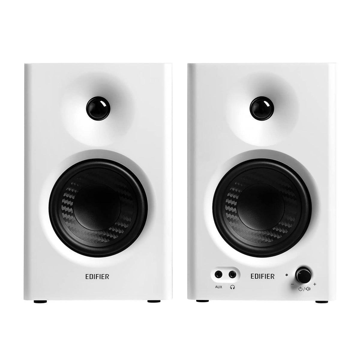 Edifier MR4 side profile highlights clean, space-saving design for home studios.