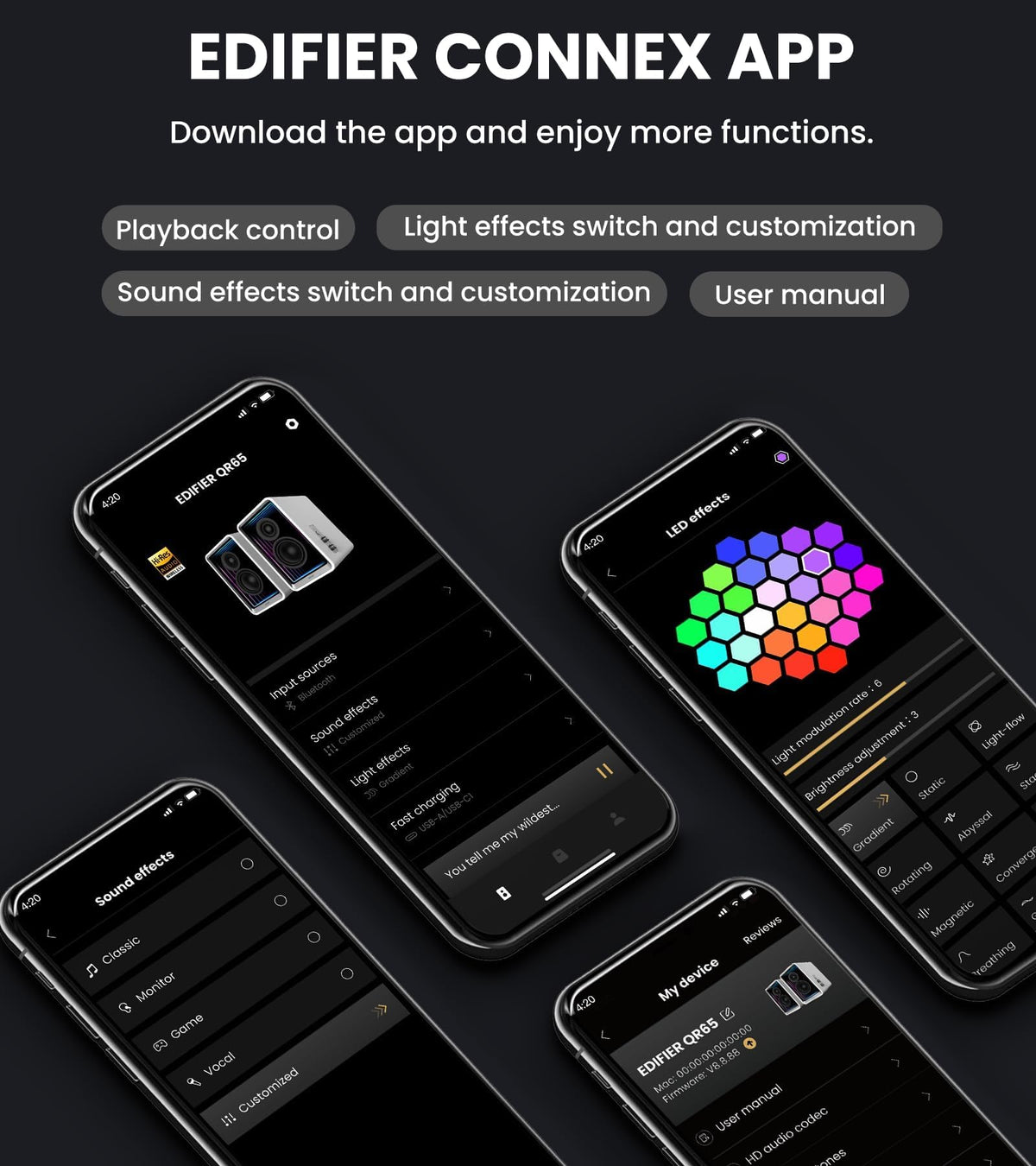 Edifier QR65 complete desk setup delivering immersive sound and dynamic lighting.