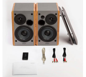 Edifier R1280T front view with two inputs for versatile playback