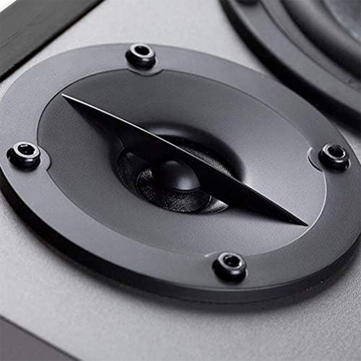 Edifier R1280T side panel controls tailor bass and treble to your room acoustics.