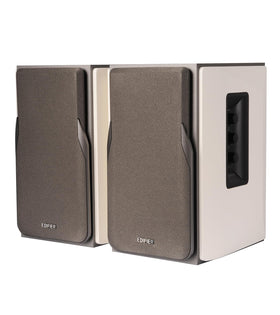 Edifier R1380T front view with dual RCA inputs for easy device switching