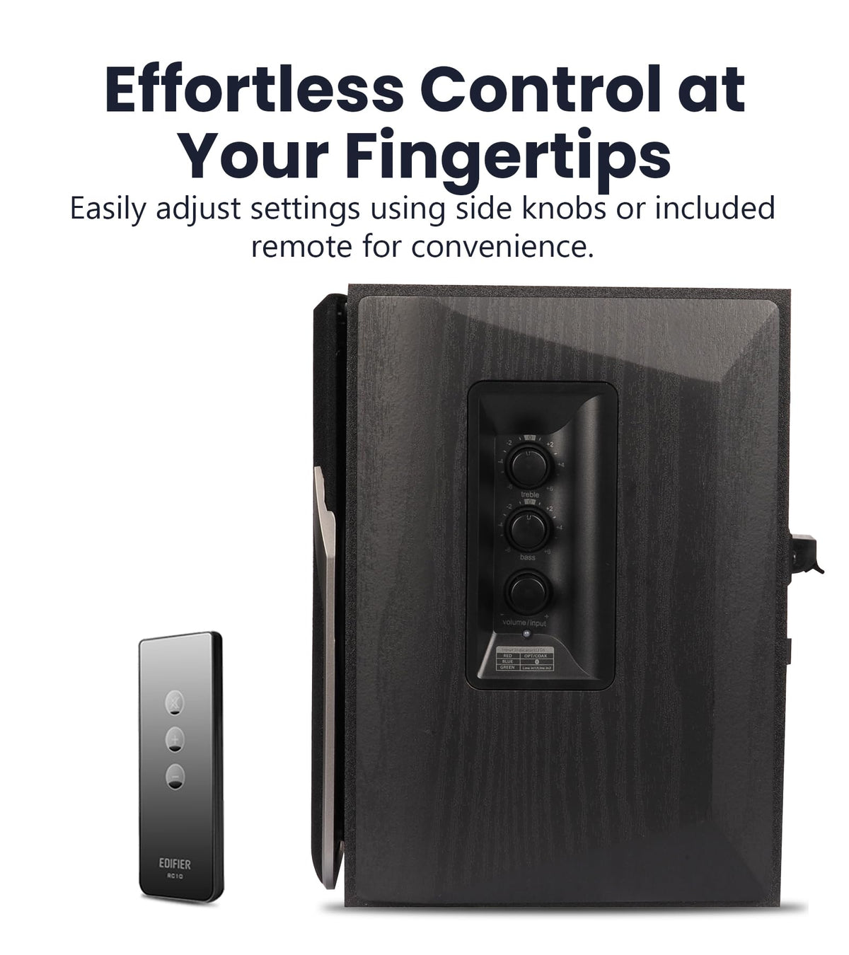 Edifier R1380T two-point-zero stereo near-field monitors on a desk setup