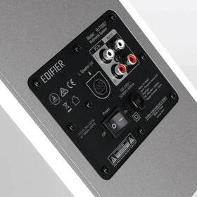 Edifier R1700BT rear ports for efficient bass extension.