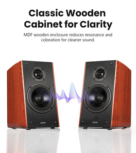 Edifier R2000DB wood dual AUX inputs enabling simultaneous device connections