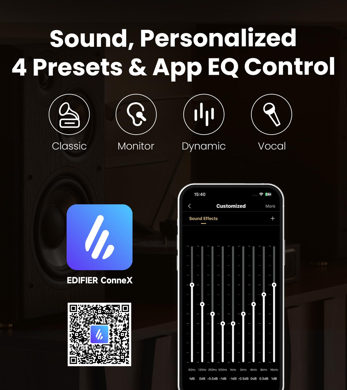 Edifier R2750DB MKII app ConneX interface for sound tuning