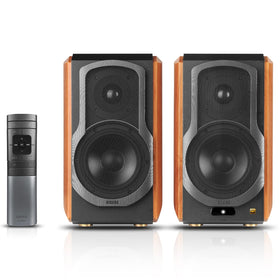 Edifier S1000W front view highlights elegant wood finish for refined listening
