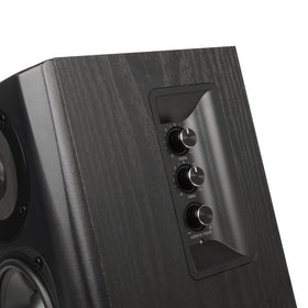Edifier S351DB wireless remote simplifies switching inputs and adjusting volume.