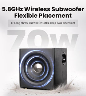 Edifier S355DB Bluetooth 6.0 logo indicating stable wireless streaming.