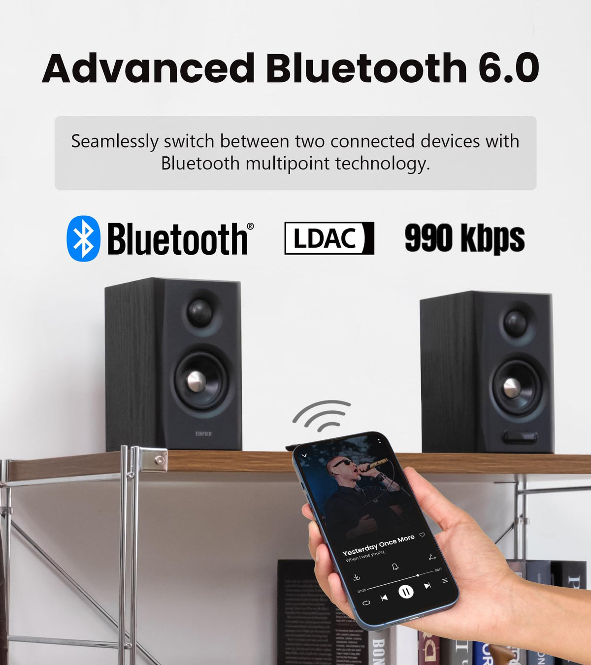 Edifier S355DB main unit control panel for quick on-device adjustments.
