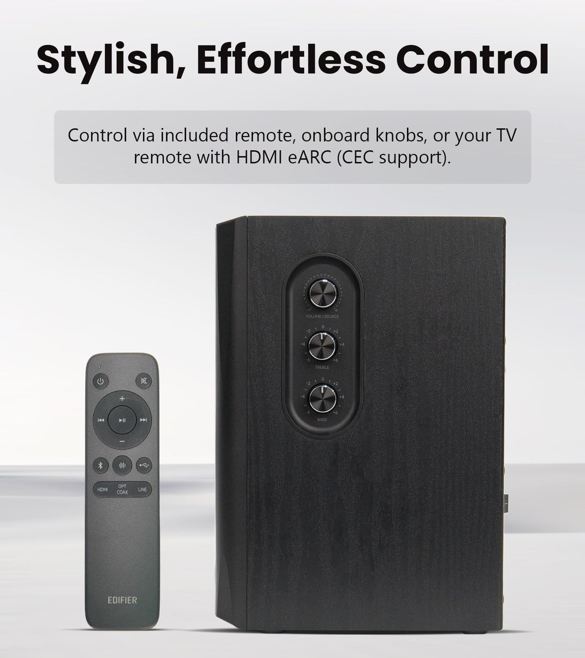 Edifier S355DB TV and gaming setup for immersive audio experiences.