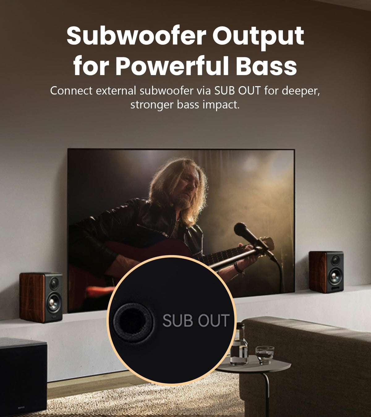 Edifier S880DB MKII optical and coaxial inputs for versatile connections.