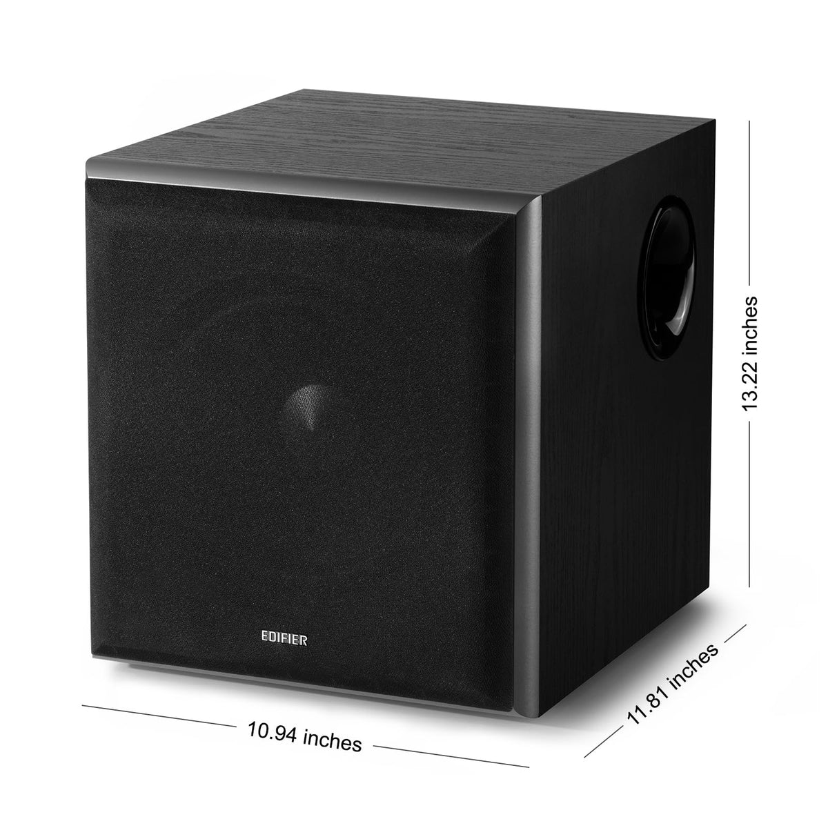 Edifier T5 subwoofer with 38 Hz low-pass filter for clean ultra-low bass.