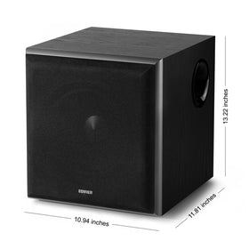 Edifier T5 subwoofer with 38 Hz low-pass filter for clean ultra-low bass.