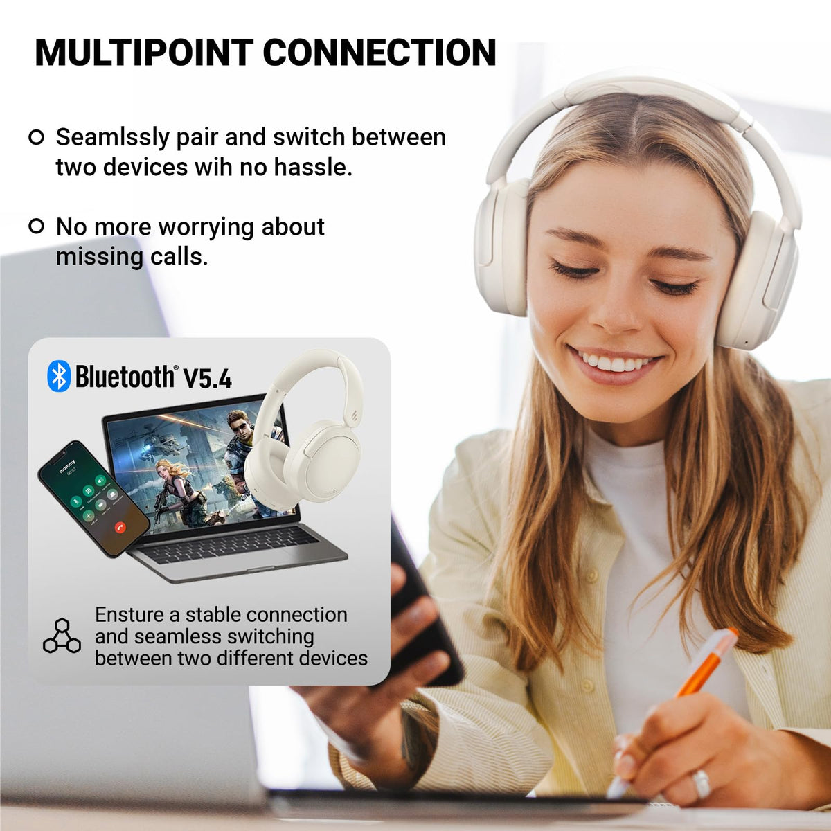Edifier V80 Bluetooth 5.4 multipoint enables seamless device switching