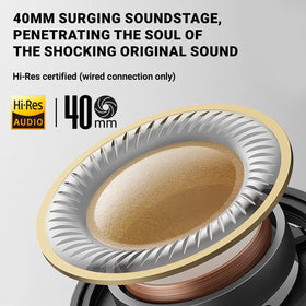 Edifier V80 earcup closeup showing driver detail and high-fidelity benefit