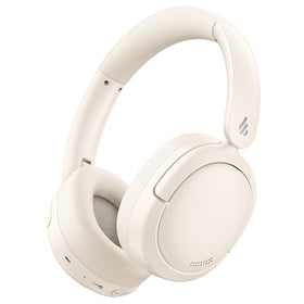 Edifier V80 headphones folded in ivory for compact travel and easy storage