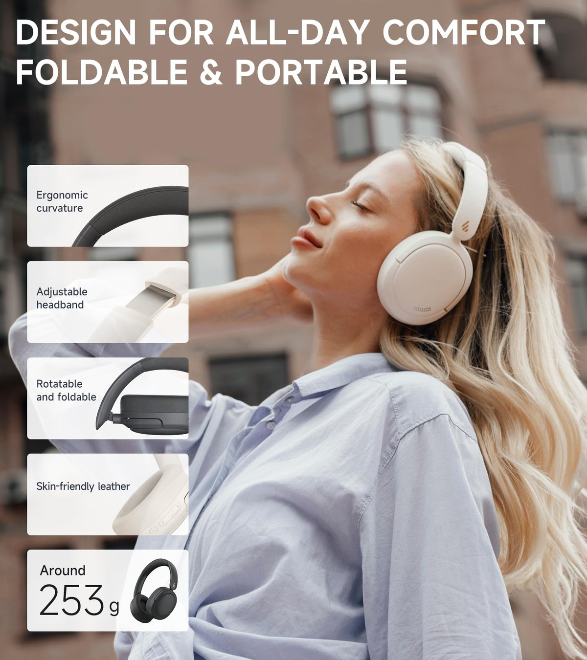 Edifier W800BT Pro app EQ screenshot showing EDIFIER ConneX customization and preset controls