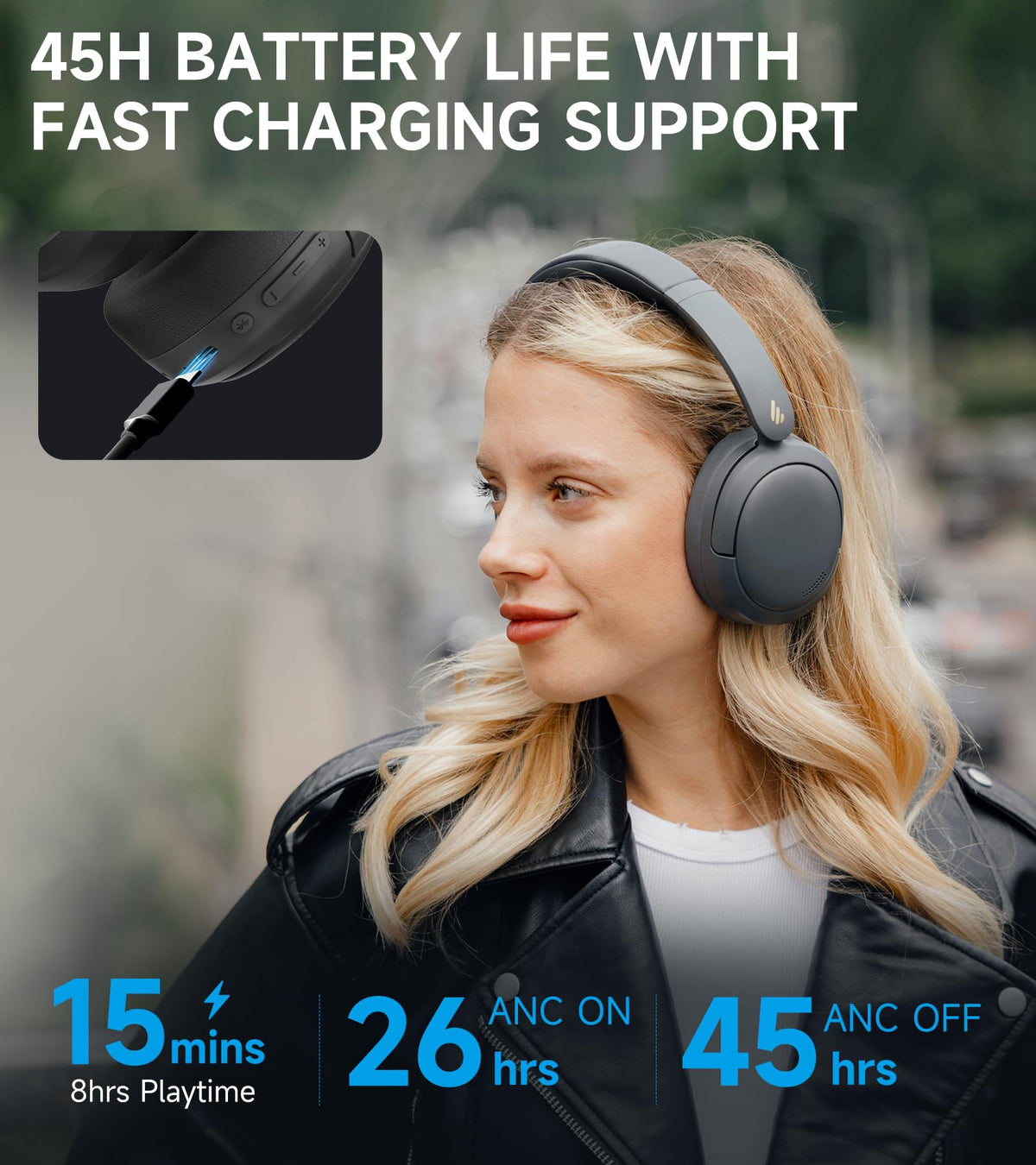 Edifier W800BT Pro controls and microphone close-up for clearer hands-free calls