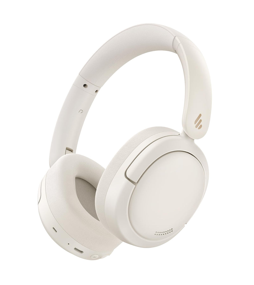 Edifier W800BT Pro front view showing ivory finish and foldable design for portability