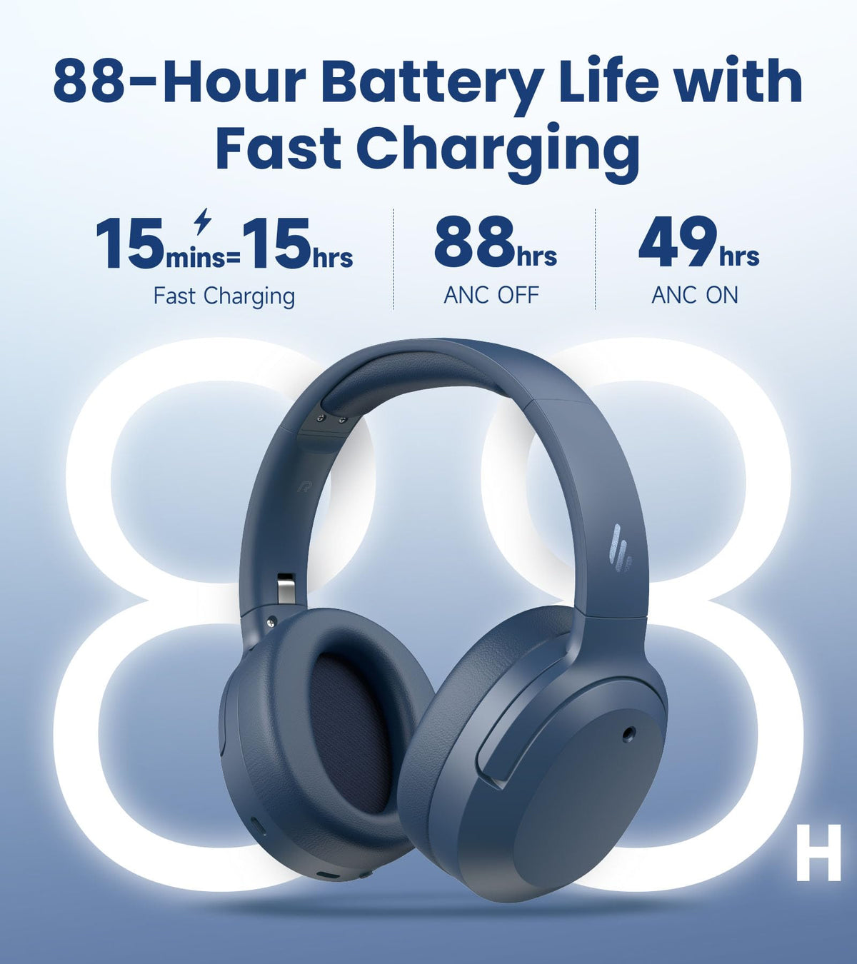 Edifier W820NB Plus navy control buttons for quick adjustments.
