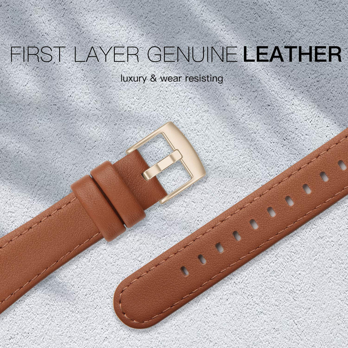 EDIMENS beige leather band for Versa 3/4 and Sense provides versatile daily wear.