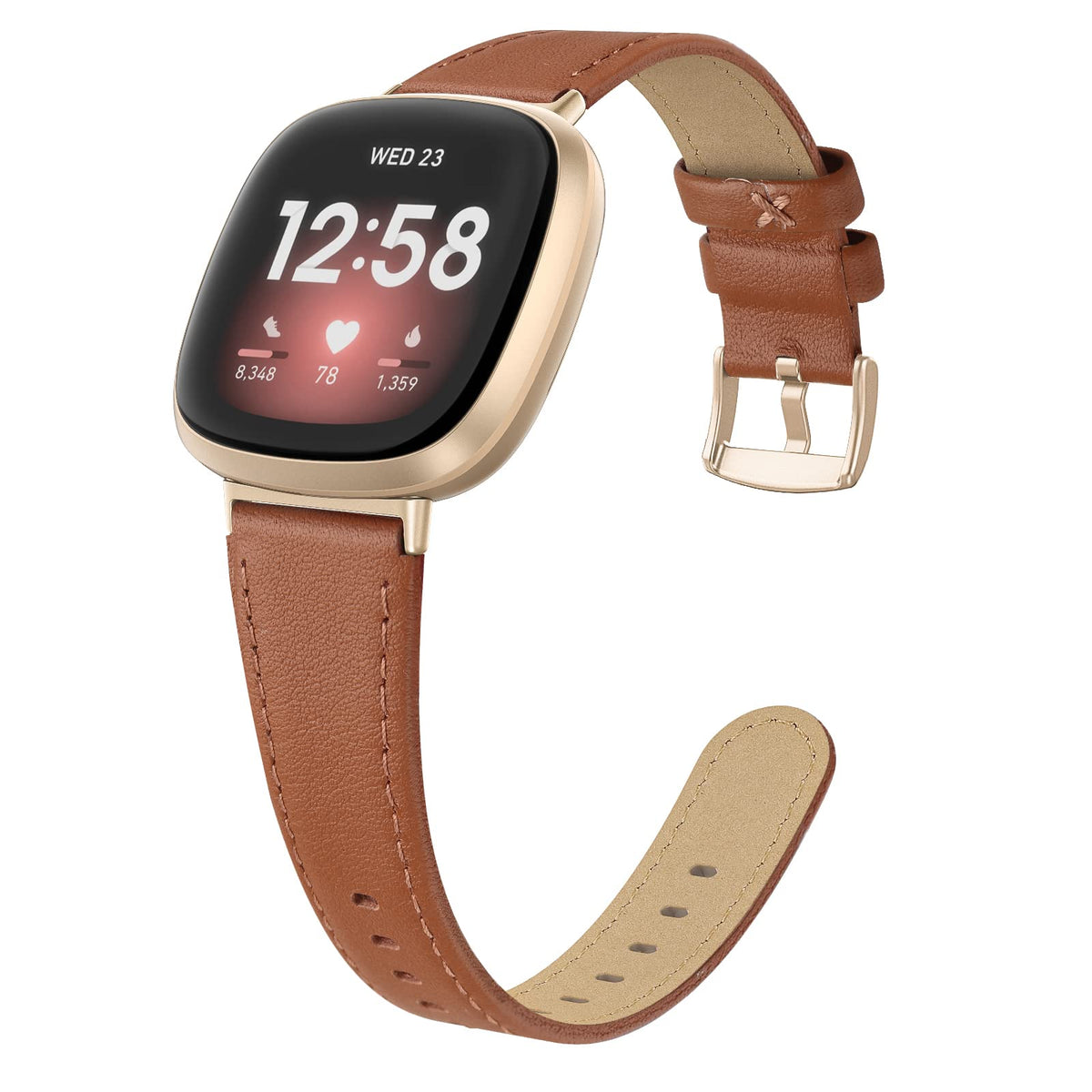 EDIMENS black leather band for Versa 3/4 and Sense offers a sleek professional look.
