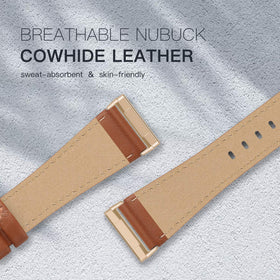 EDIMENS brown leather band for Versa 3/4 and Sense with classic feel.