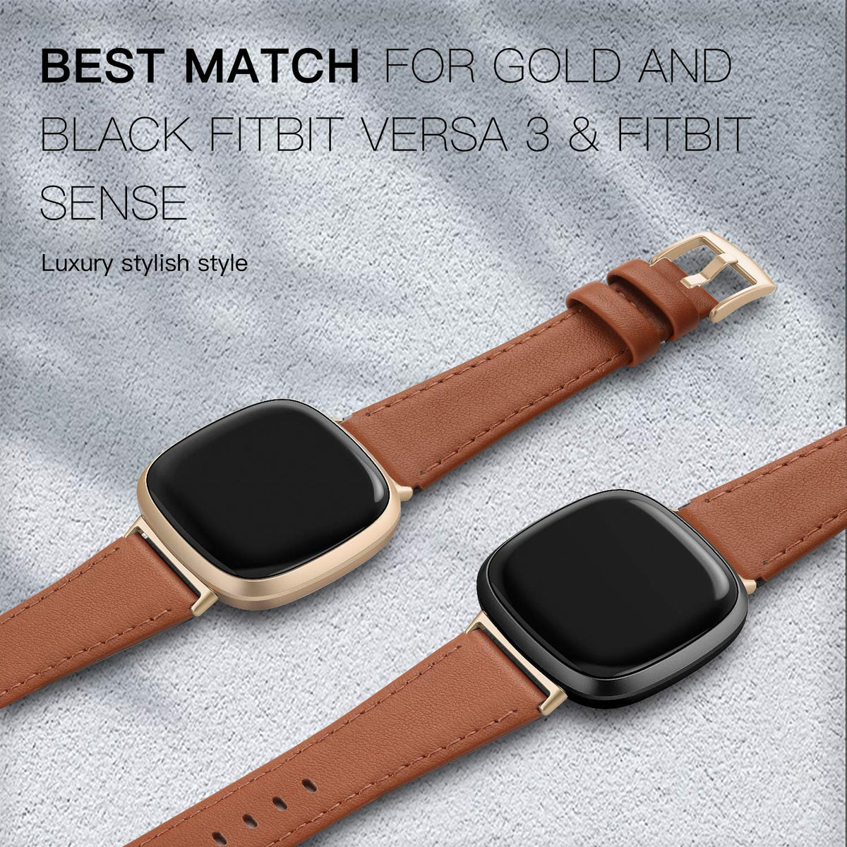 EDIMENS maroon leather band for Versa 3/4 and Sense pairs with formal looks.