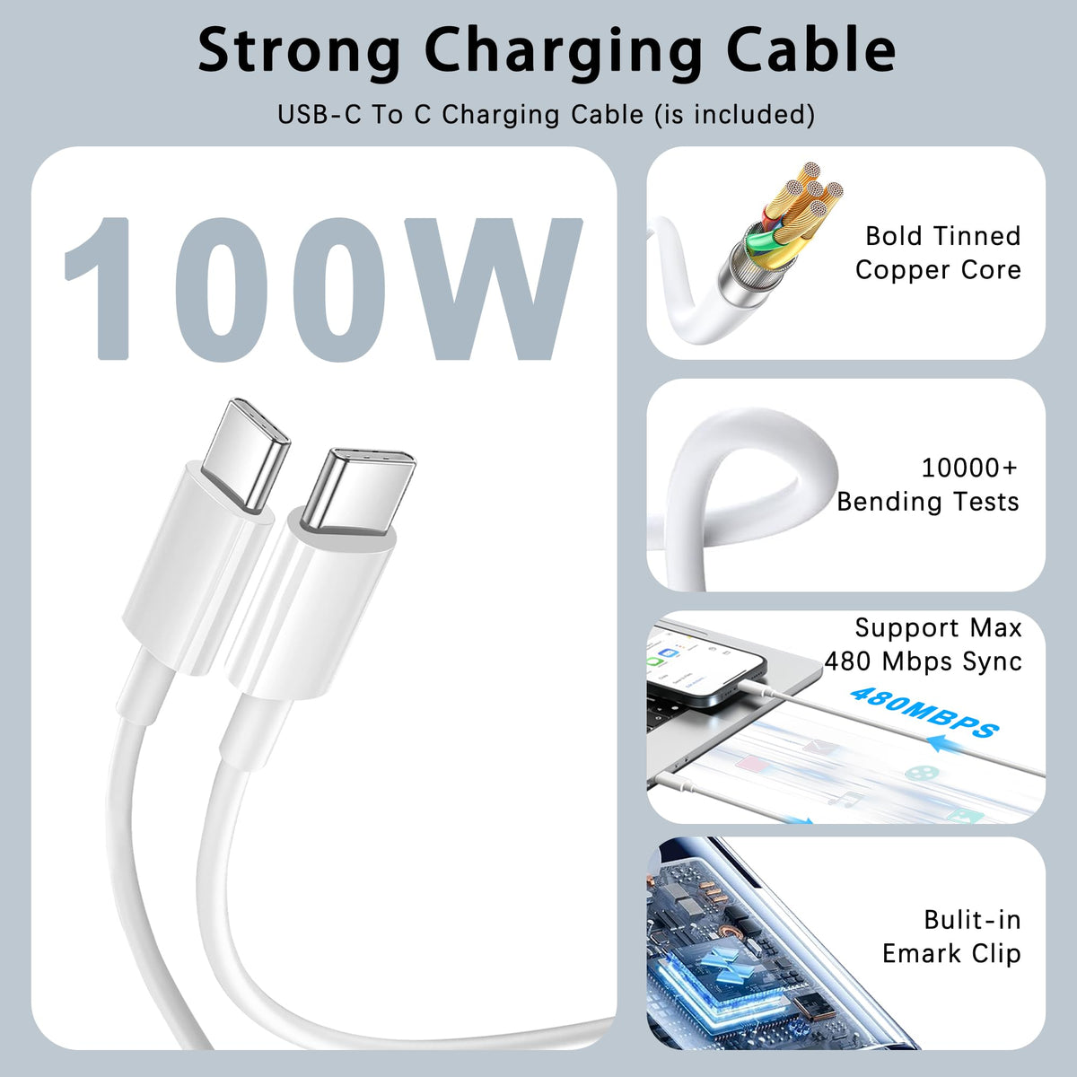 EDRF USB-C port and product label close-up showing wattage and smart negotiation benefit
