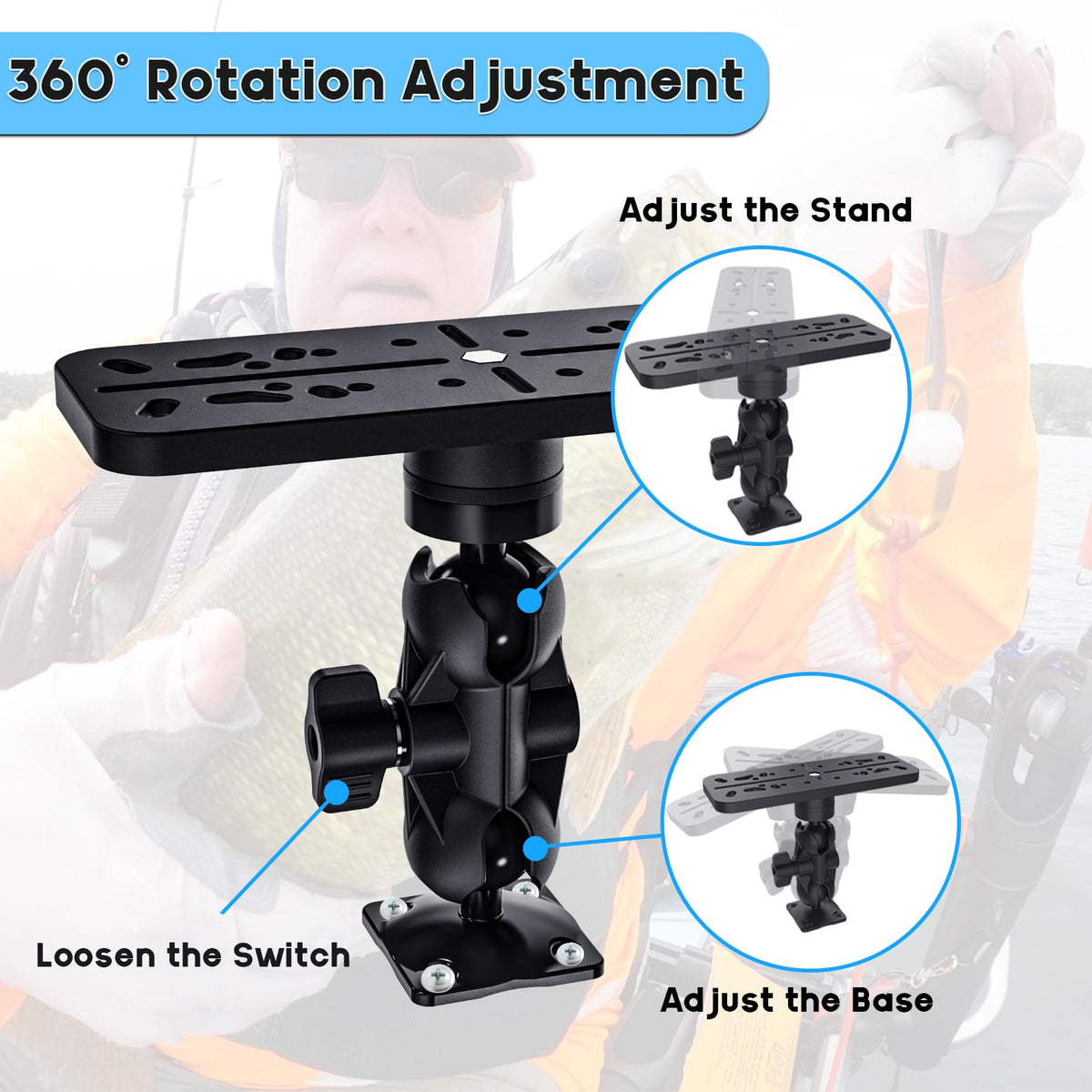 EDSRDPLT 360° adjustment feature enables quick angle tweaks on deck