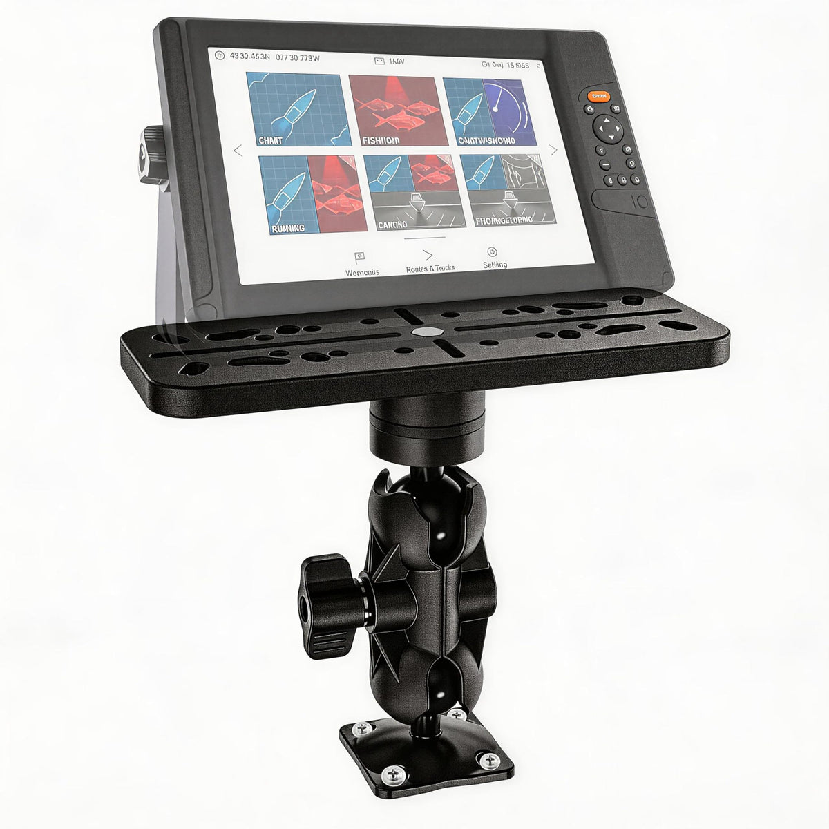 EDSRDPLT fish finder mount base offering 360° rotation for precise on-water viewing