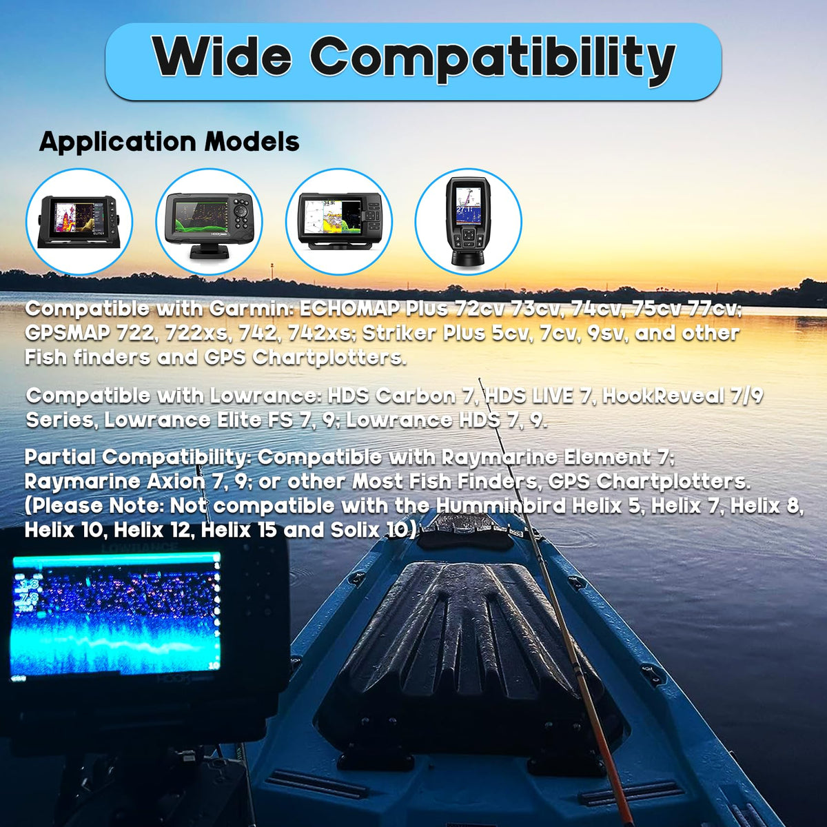 EDSRDPLT compatible with Garmin and Lowrance units ensuring broad compatibility