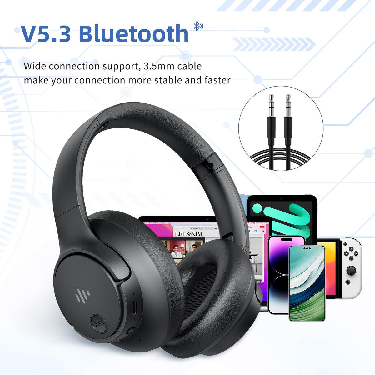 Eduiosma active noise cancelling headphones case-open highlighting convenient charging and protection.