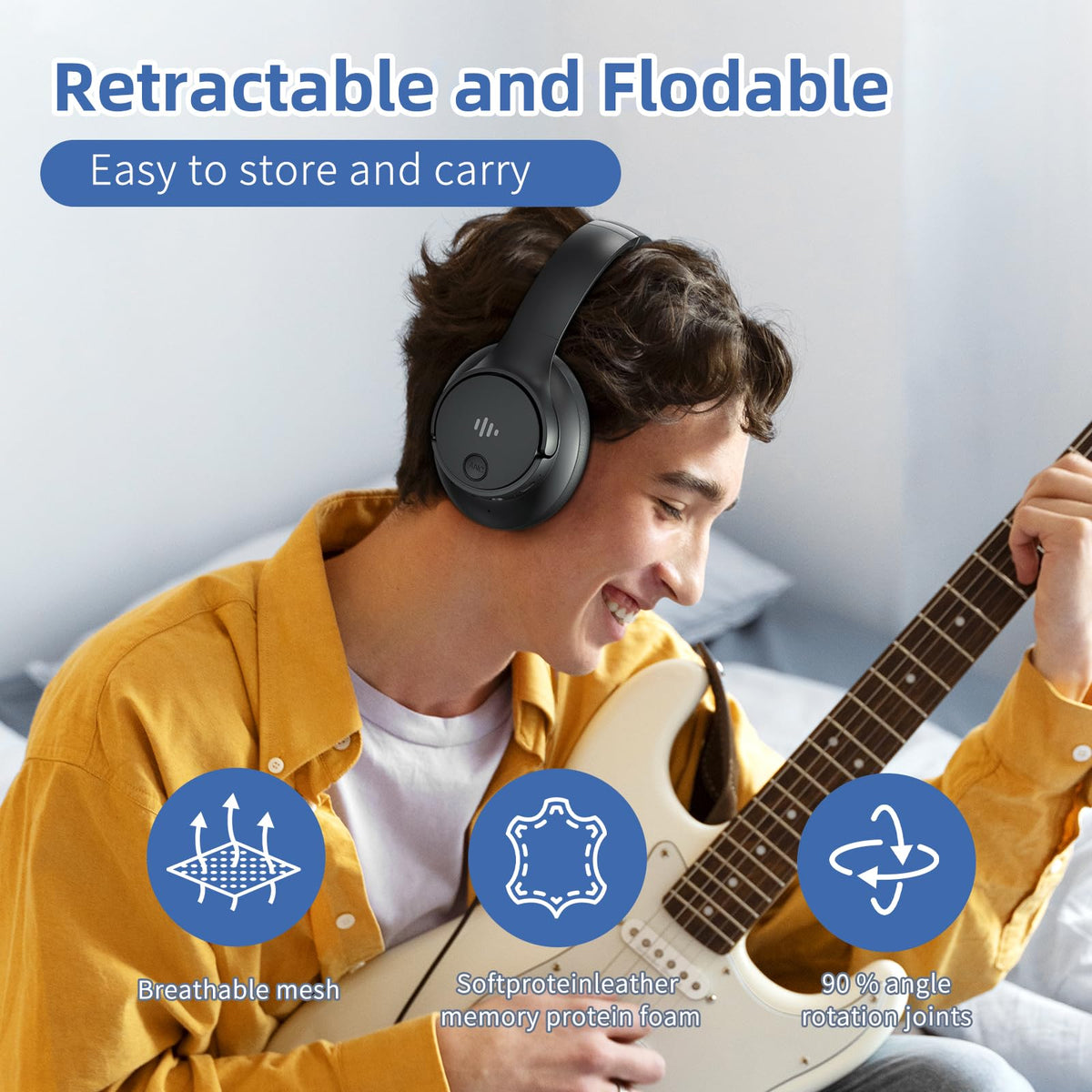 Eduiosma active noise cancelling headphones dual-drivers delivering clear highs and rich bass.