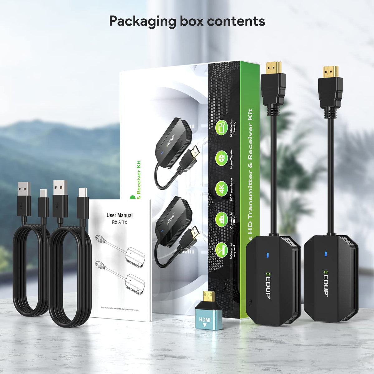 EDUP kit streaming to living room TV illustrating smooth playback and family entertainment