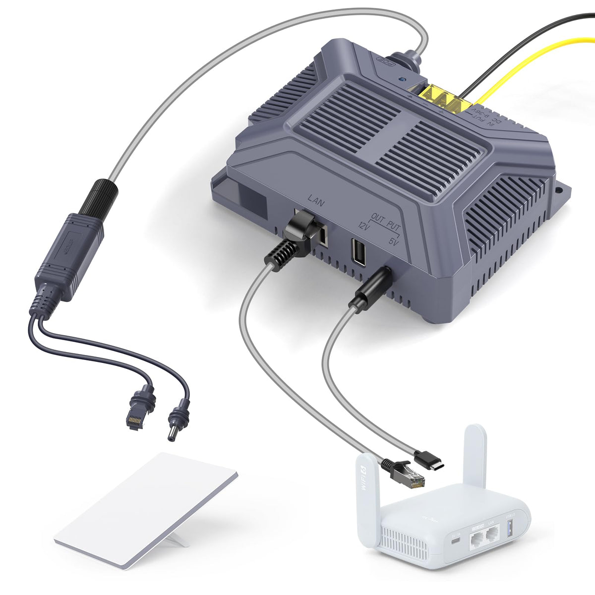 EDUP LOVE Starlink Mini PoE injector front view powering Starlink reliably