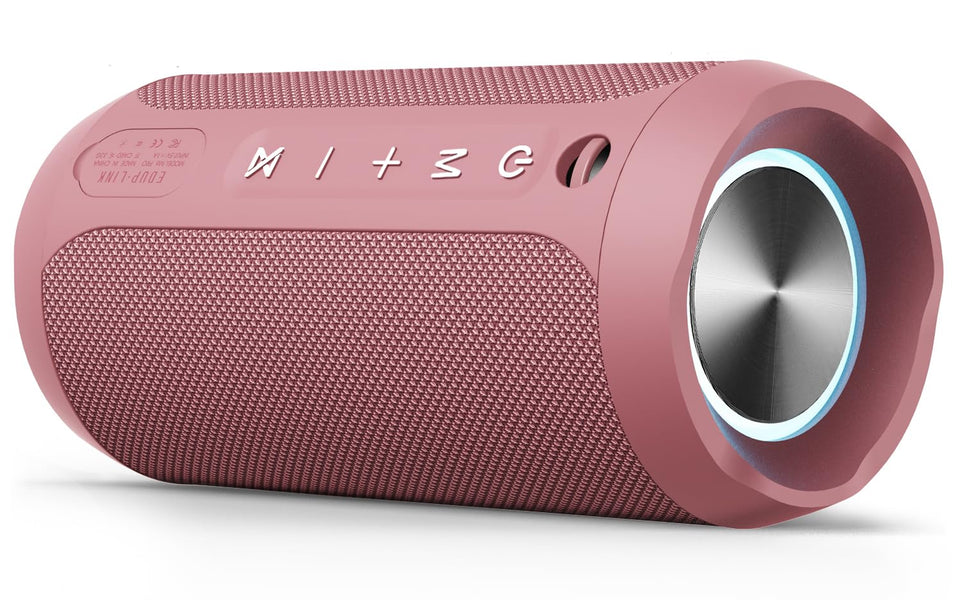 EDUPLINK pink front-view Bluetooth speaker, ideal for portable music on the go.