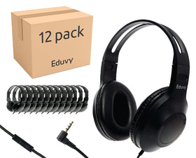 Eduvy bulk classroom headphones with microphone for clear student participation.