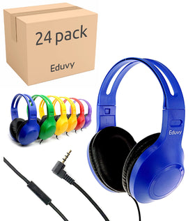 Eduvy bulk classroom headphones with microphone for active student participation.