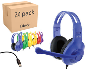 Eduvy bulk Type-C headphones with built-in mic for classroom setup