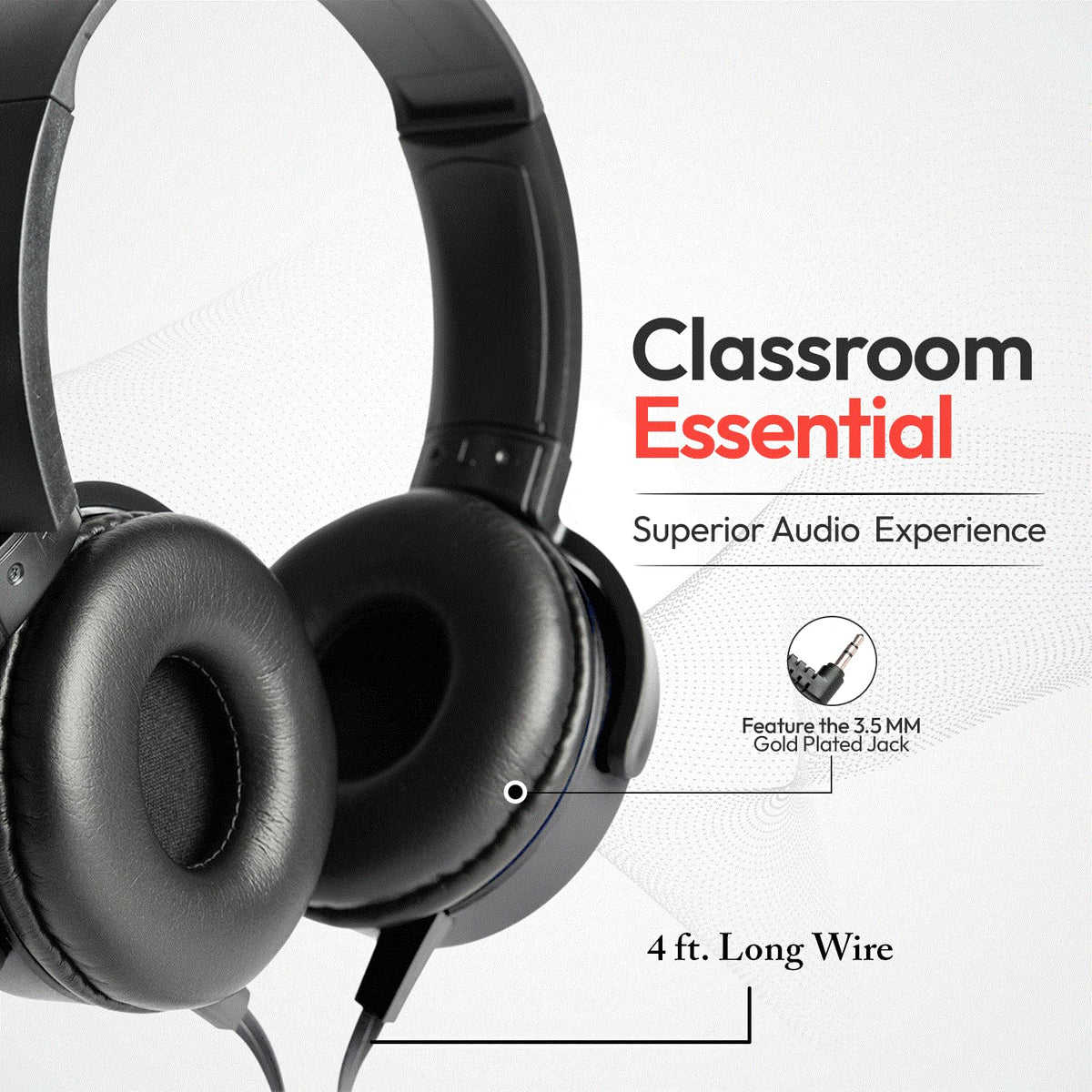 Eduvy classroom headphones 4 ft cord for more movement