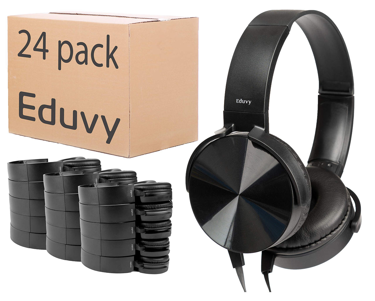 Eduvy Core Headphones classroom 24-pack front view for easy student deployment and reliable audio.