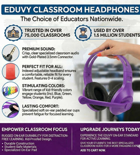 Eduvy Edspired headphones with rotating boom mic for flexible classroom discussions.