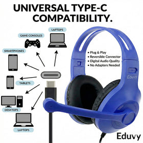 Eduvy headset with inline mic for clear interactive lessons